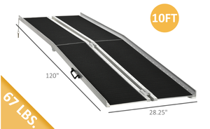 lot 52 image: HOMCOM 10 Skidproof Portable Wheelchair Ramp for Home, Steps, Doorways, Carpeted Foldable Handicap Ramp, Threshold Ramp