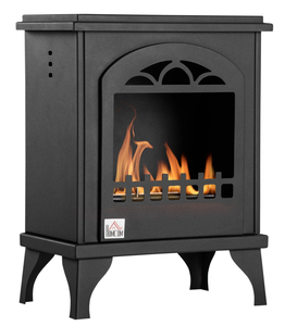 lot 56 image: HOMCOM Ethanol Fireplace, 9.75 Freestanding Stove Heater 0.2 Gal Max 470 Sq. Ft., Burns up to 3 Hours, Black (Missing Part Flame Snuffer)