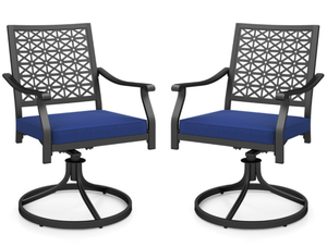 lot 59 image: Costway 2 Pieces Outdoor Swivel Chairs Patio Dining Chairs with Padded Cushions