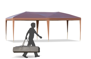 lot 64 image: Outsunny 10 x 19.2 Outdoor Gazebo Pop Up Canopy Party Tent with Carrying Bag, Coffee