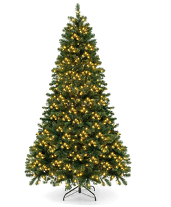 lot 69 image: Goplus 6ft Pre-Lit Christmas Tree, Artificial Hinged Xmas Tree with 821 Branch Tips, 560 Warm White LED Lights, Foldable Metal Stand, Festival Decoration Tree for Home Office