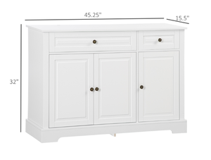 lot 89 image: HOMCOM Sideboard Buffet Cabinet, Modern Accent Cabinet with 2 Drawers and Adjustable Shelves, Entryway Cabinet, White
