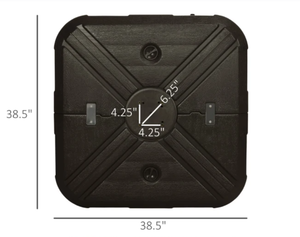 lot 90 image: Outsunny Fillable Patio Cantilever Umbrella Base with Wheels, Heavy-duty Offset Umbrella Weights with Easy-Fill Spouts, Steel Cross Base, 430lbs Sand or 375lbs Water Filled, Coffee