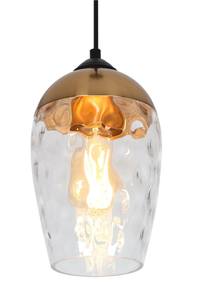 lot 99 image: Morit 6 Wide Gold Textured Glass Mini Pendant