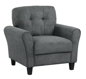 lot 107 image: Costway Upholstered Modern Accent Chair Mid-Century Armchair with Sturdy Legs Grey