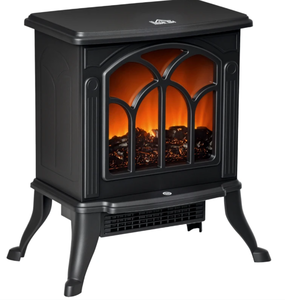 lot 115 image: HOMCOM Electric Fireplace Heater, Freestanding Fireplace Stove with Realistic Logs and Flame Effect, 750W1500W, Black