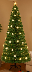 lot 120 image: BreeBe - Artificial Xmas Tree with Warm White Lights  Pre-Lit Holiday Decoration - Green