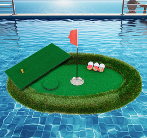 lot 121 image: ULTIMATE Floating Golf Green Mat for Pool, wHitting Mat, Golf Balls, Flag and Tee for Golf Practice Golf Game