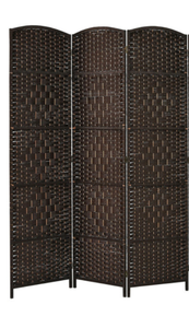 lot 126 image: Costway 6 Feet 3-Panel Weave Folding Fiber Room Divider Screen