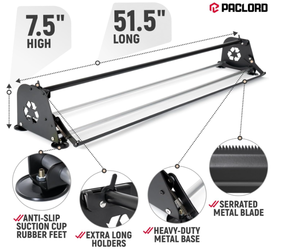 lot 131 image: Paclord 48 Paper Roll Dispenser With a Cutter, Next Gen, Non-Slip Suction Cup Feet - Heavy-Duty Dispenser for Kraft, Freezer, Newsprint, Butcher Paper Rolls - Up to 10 in Diameter, Safe Rod Holder