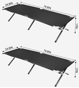 lot 133 image: LOT OF 2 YSSOA Folding Camping Cot with Storage Bag for Adults, Portable and Lightweight Sleeping Bed for Outdoor Traveling, Hiking, Easy to Set up (Color Black)