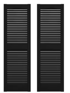 lot 139 image: LOT OF 2 Builders Edge 14.5 in. x 52 in. Louvered Vinyl Exterior Shutters Pair in Black