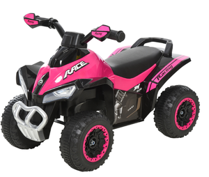 lot 201 image: Aosom NO Power Kids Ride On Push Car, Ride Racer, Foot-to-floor Sliding Car, Walking ATV Toy with Music, Lights, for 1.5-3 Years Old, Pink