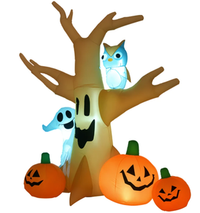 lot 236 image: HOMCOM 7.5 Tall Lighted Halloween Inflatables Outdoor Decorations Haunted Tree With Owl, Ghost, Pumpkins, Blow Up LED Yard Decor for Garden, Lawn, Party, Holiday, Waterproof