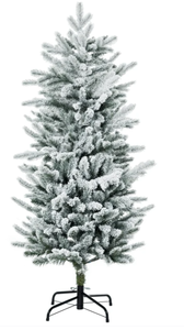 lot 335 image: HOMCOM 4.5 Artificial Flocked Christmas Trees, with Snow Frosted Branches, Auto Open, Steel Base