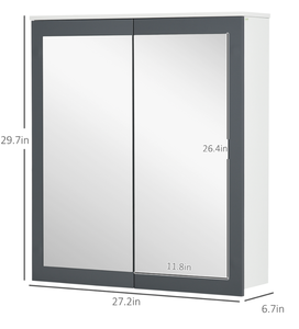 lot 337 image: kleankin Bathroom Mirror Cabinet, Wall Mounted Medicine Cabinet with Mirror, Double Doors and Adjustable Shelves, White