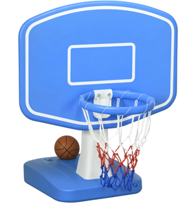 lot 341 image: Outsunny Pool Basketball Net, Swimming Pool Basketball Game with Ball and Pump, Blue