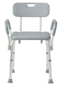 lot 401 image: Medline Shower Chair with Backrest and Padded Armrests Aluminum 350lbs Gray 1Ct