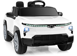 lot 414 image: Costzon Ride on Car, 12V Licensed Chevrolet Truck, Battery Powered Kids Electric Vehicles, Rear Storage, Music, USB, Lights, Spring Suspension, Kids Car Toy for Aged 3 (White) (Maybe Missing Hardware. Missing Part Remote)