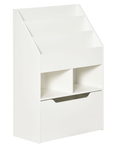 lot 22 image: HOMCOM Kids Bookcase Multi-Shelf Book Rack with Mobile Drawer for Books, Toys, White