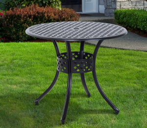 lot 25 image: Outsunny 33 Patio Dining Table Round Cast Aluminium Outdoor Bistro Table with Umbrella Hole