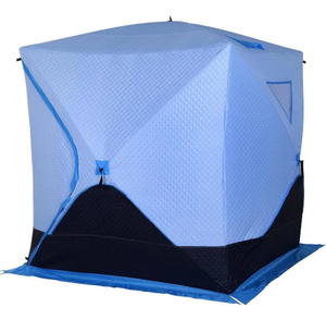 lot 26 image: Outsunny 4 Person Ice Fishing Shelter with Padded Walls Thermal Waterproof Portable Pop Up Ice Tent with 2 Doors