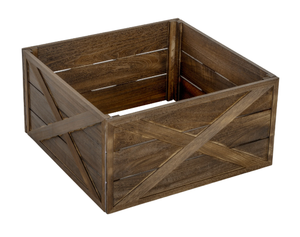 lot 210 image: HOMCOM 28 Wooden Christmas Tree Collar Box, Dark Distressed Wood