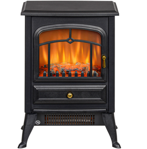 lot 213 image: HOMCOM Fireplace Stove, Electric Fireplace Heater with Realistic LED Flames and Logs, 725W1450W, Black