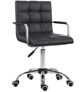 lot 219 image: HOMCOM Home Office Chair, Modern Computer Desk Chair, Task Chair with Upholstered PU Leather, Adjustable Height, Swivel Wheels, Black