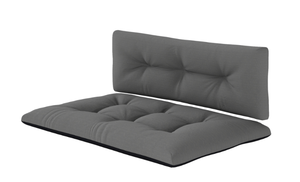 lot 220 image: Outsunny 2 Seater Pallet Cushions Outdoor 3.9 Thick Replacement Cushions - Tufted Design for Garden, Patio, Black