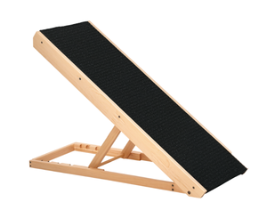 lot 221 image: PawHut Elevated Dog Ramp for Bed, Foldable and Height Adjustable Pet Ramp for Cats with Non-Slip Finish, Pine 35.5 L x 16 W x 24 H, Black