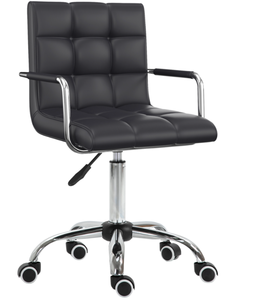 lot 222 image: HOMCOM Home Office Chair, Modern Computer Desk Chair, Task Chair with Upholstered PU Leather, Adjustable Height, Swivel Wheels, Black