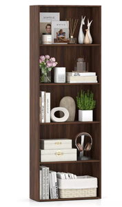 lot 312 image: Costway 5-Shelf Storage Bookcase Modern Multi-Functional Display Cabinet Furniture