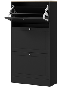 lot 319 image: HOMCOM Modern Shoe Storage Cabinet with 3 Flip Drawers and Adjustable Shelves for 12-18 Pairs of Shoes, Black