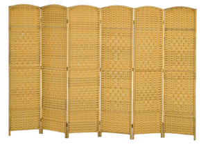 lot 321 image: HOMCOM Folding Room Divider Screen 6 Panel 6 Tall Privacy Screen Freestanding Wood Partition for Home Office, Nature Wood