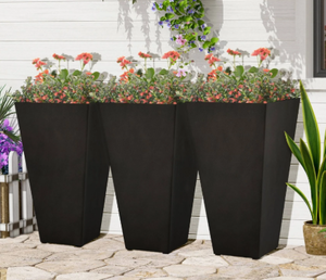 lot 326 image: Outsunny 28 Tall Plastic Flower Pot Set of 3 Large Outdoor & Indoor Plastic Garden Planters