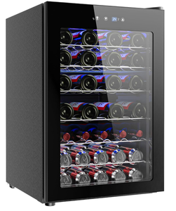 lot 6 image: EUHOMY 45 Bottle Wine Cooler Refrigerator, Small Wine Fridge for Red, White and Champagne, 4.5 Cu.ft Mini Fridge with Adjust Temperature, Black