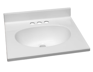 lot 77 image: Design House 19-in x 17-in Solid White Cultured Marble Single Sink 4-in Centerset Faucet Mount Bathroom Vanity Top