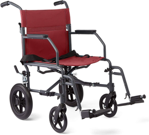 lot 85 image: Medline Basic Steel Transport Chair 19in Seat 300lbs GrayBurgundy 1Ct