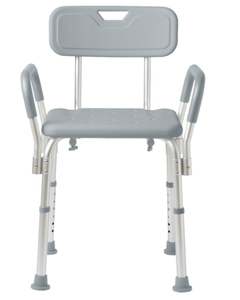 lot 144 image: Medline Shower Chair with Backrest and Padded Armrests Aluminum 350lbs Gray 1Ct