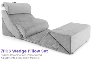 lot 358 image: Costway 7 Pieces Bed Wedge Pillow Set with Memory Foam and Washable Cover