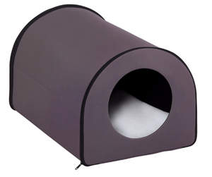 lot 302 image: PawHut Dome Heated Cat House Portable and Waterproof Pet Shelter for Kitty in Winter, Black (Has not been tested)