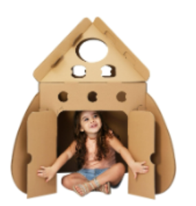 lot 362 image: LOT OF 2 iBonny Kids Rocket Ship Cardboard Playhouse Indoor Playhose Cardboard Coloring House Toy Gift for Toddlers and Kids