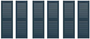 lot 365 image: LOT OF 3 Builders Edge 14.5 in. x 60 in. Louvered Vinyl Exterior Shutters Pair in Classic Blue (6 Total)