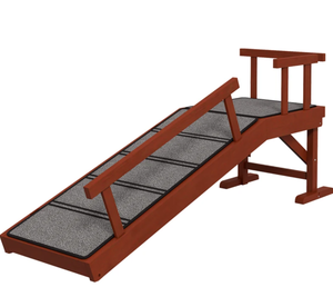 lot 315 image: PawHut Wooden Dog Ramp with Removable Guardrails, Non-Slip Surface, 49 Long, Brown