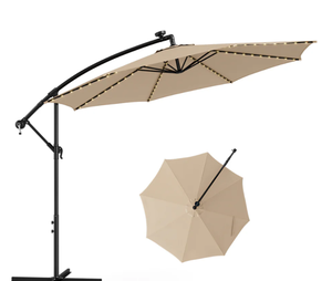 lot 313 image: Solar-Powered Patio Offset Umbrella with 112 LED lights