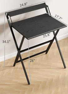 lot 328 image: HOMCOM Small Folding Desk, 27.6 Inch Foldable Computer Desk with Monitor Shelf, Space Saving Portable Writing Table for Small Spaces, Home Office, Study, Easy Assembly, Black