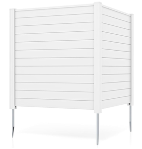 lot 413 image: Costway Freestanding 48 x 48 Inch Air Conditioner Fence with Metal Ground Stakes (Missing Parts Upper Decors & Ground Stakes)