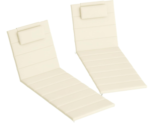 lot 149 image: Outsunny Outdoor Lounge Chair Cushion Set of 2, 80 x 26 UPF50 230gsm Olefin and 25D High-Density Foam, Foldable Patio Chaise Lounge Cushion Set, Fade Resistant for Lawn Pool, Cream White
