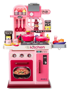 lot 153 image: Kids Kitchen Playset-53pcs Cooking Stove,Paly Sink,Oven,Kitchen Toys with Realistic Lights&Sounds,Pretend Play Toys,Kitchen Toys for Toddlers 1 2 3 (Pink)